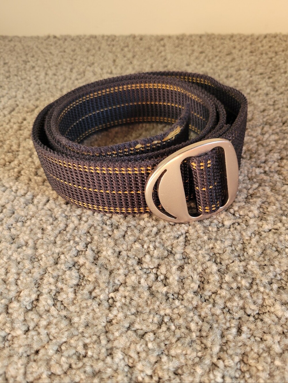 Bison Designs 38mm Crescent Buckle Nylon Web Belt Charcoal Slate Blue Mens L